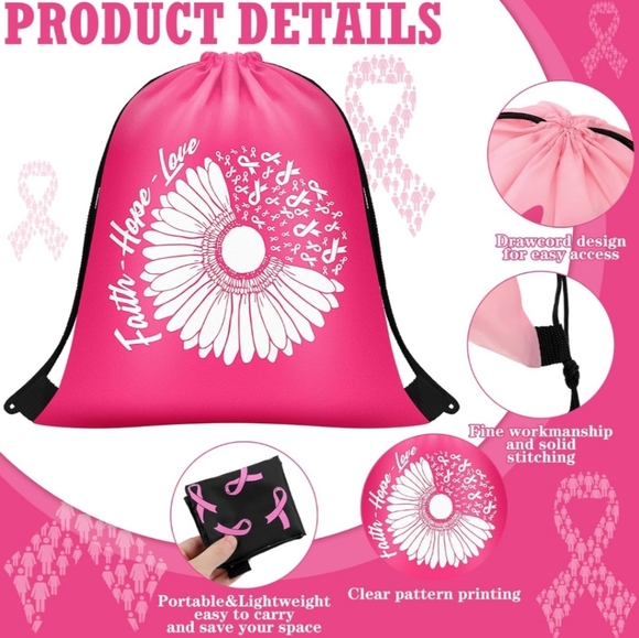 Oct. is Cancer awareness month. Drawstring bags - Picture 5 of 5